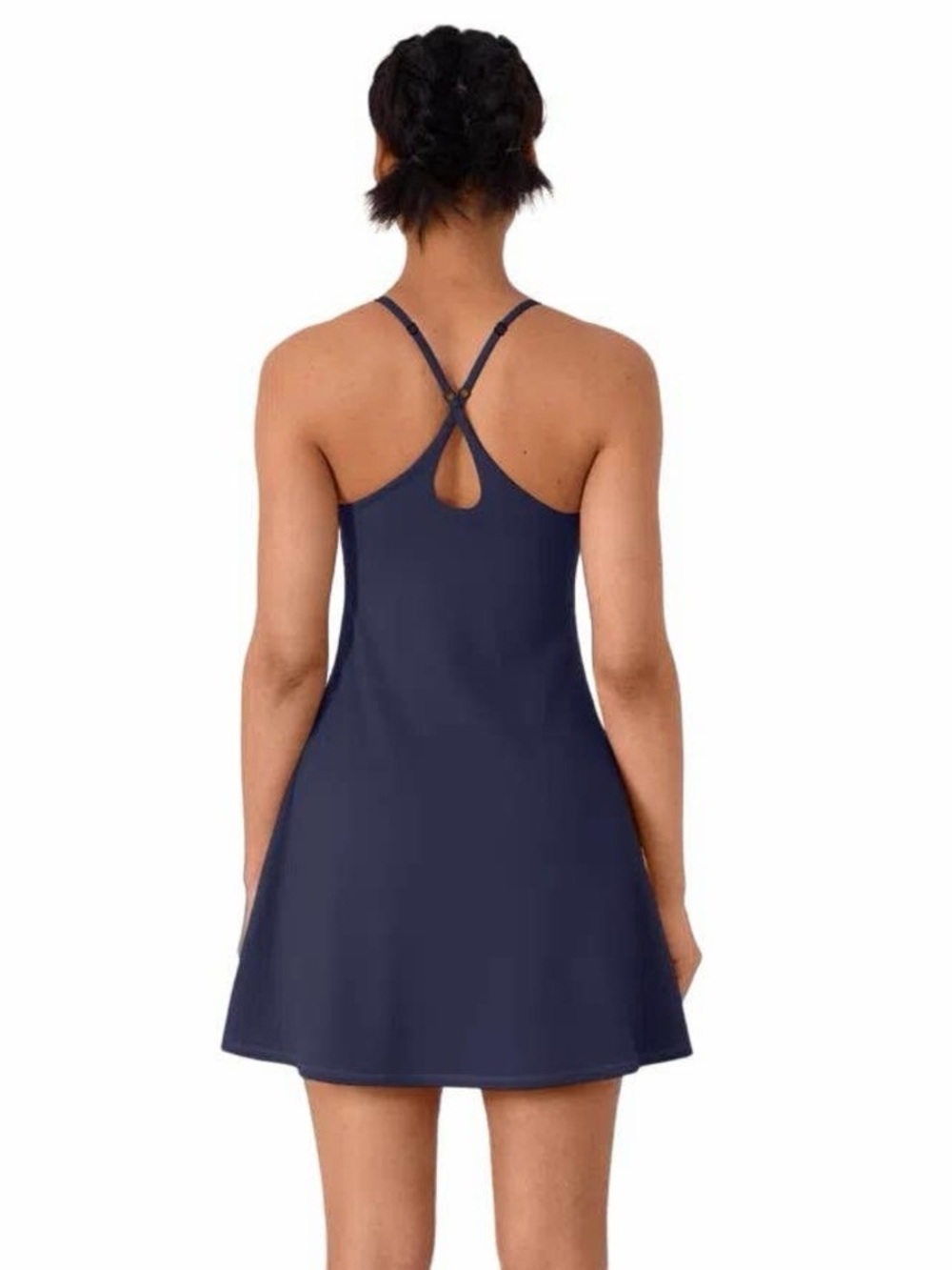 NWT Halara Navy Blue soft & stretchy build in bra shorts activewear Dress medium - Picture 2 of 10